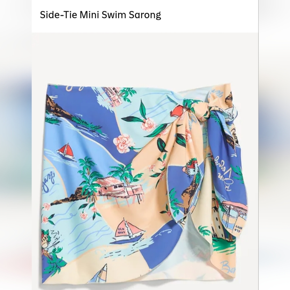 Old Navy Blue Tropical Print Sarong